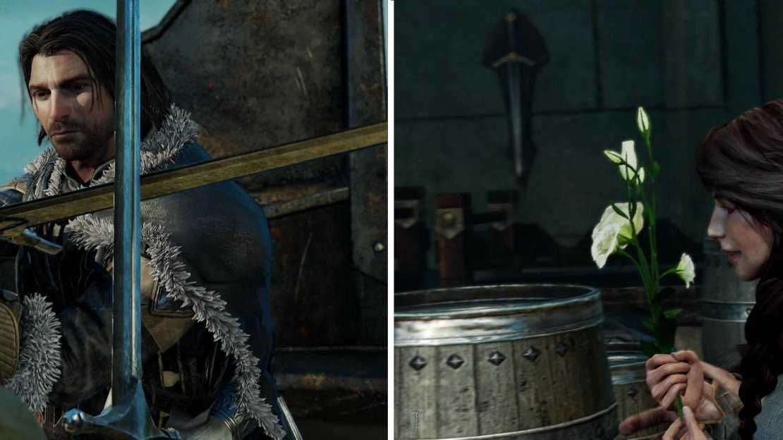 Partake in some combat practice with your son (left), and some sneaky lovin’ with your wife (right).