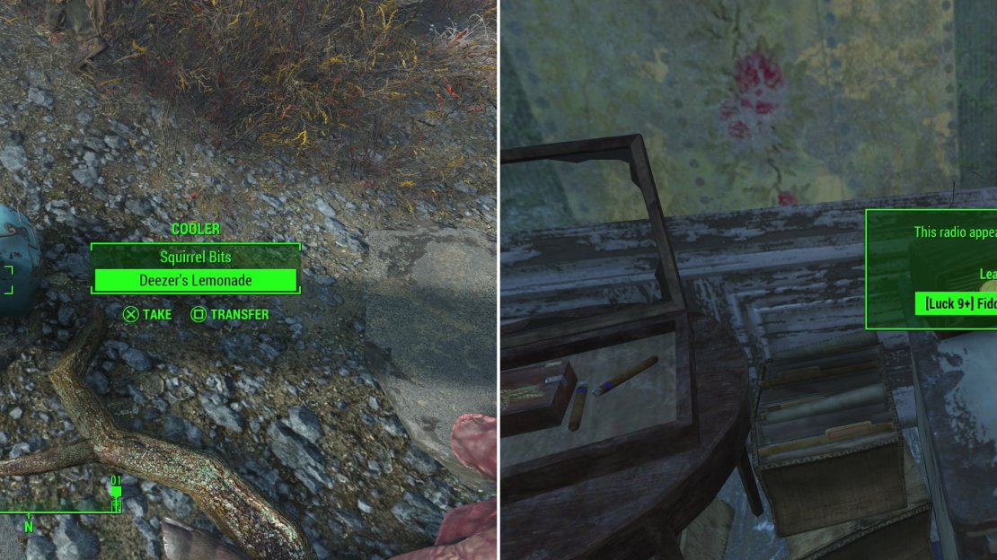 Search the remains of the caravan to find Deezer’s Lemonade, something which decisively proves the caravan stopped off at Covenant (left). You can find plenty of clues in Covenant which will point you towards The Compound (right).