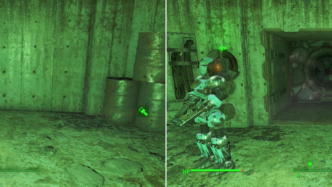Take Ada to the RobCo Sales & Service Center and she’ll open the way to the Mechanist’s lair (left) which of course is wonderfully convoluted in a way that suits a super hero (villain?) (right)