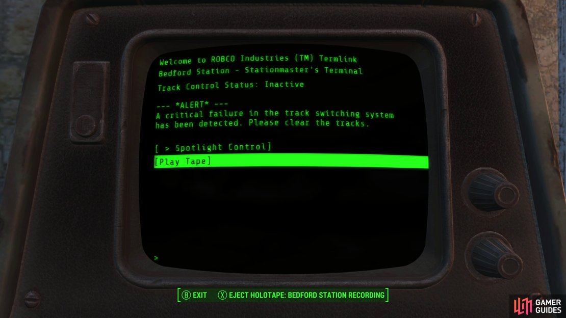Search a terminal in the rail tower to find the Bedford Station Recording.