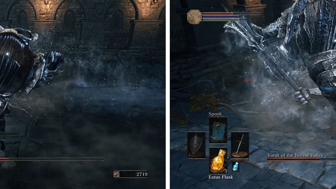 In Stage 2 Vordt will primarily use a triple charge attack or a double ram attack.