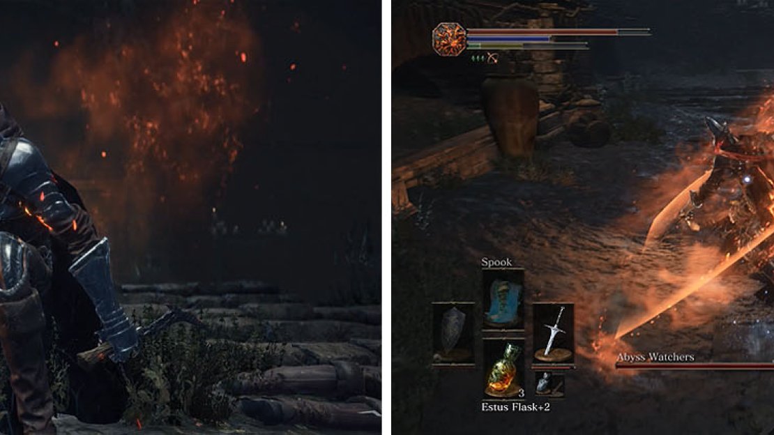 In Stage 2 you’ll be dealing with a single Abyss Watcher, but this one has additional fire damage and range attached to its attacks.