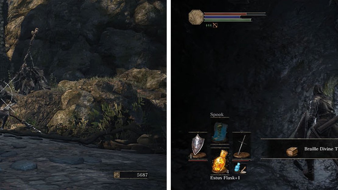 After clearing the Corvian Storyteller, drop down to find a miracle tome for Irina.