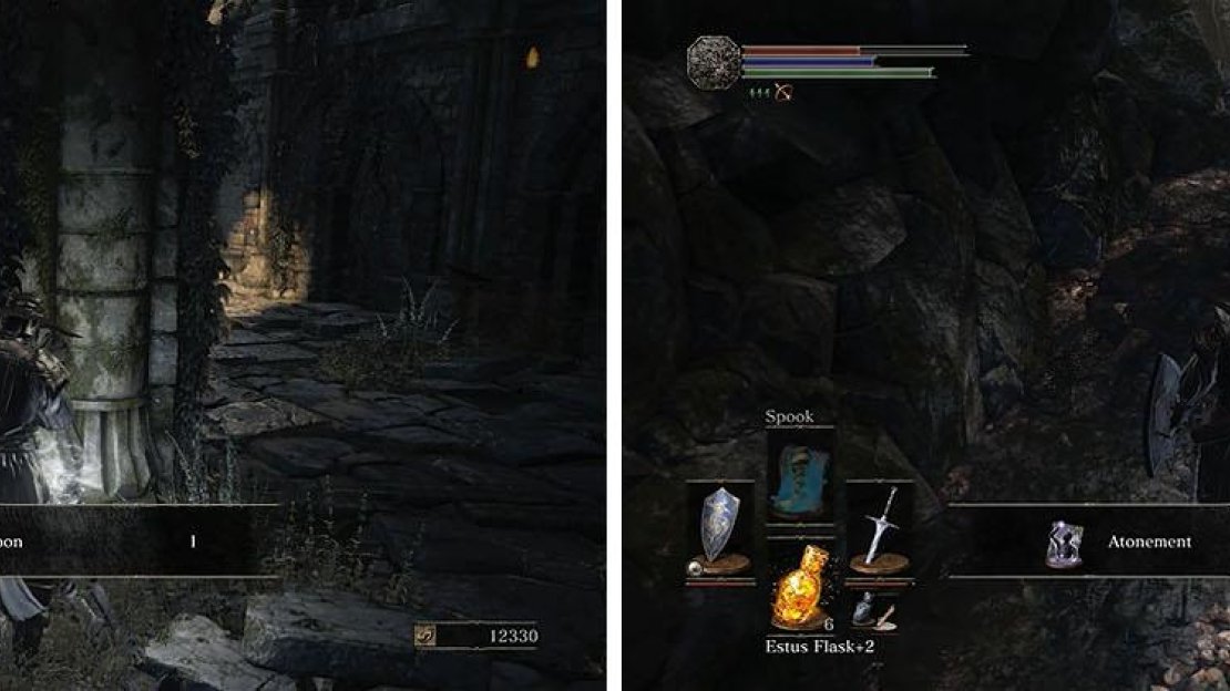 Check behind the bonfire for multiple items, including two spells.