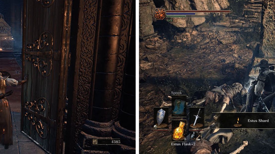 Activate the chapel bonfire and then collect the Estus Shard outside.