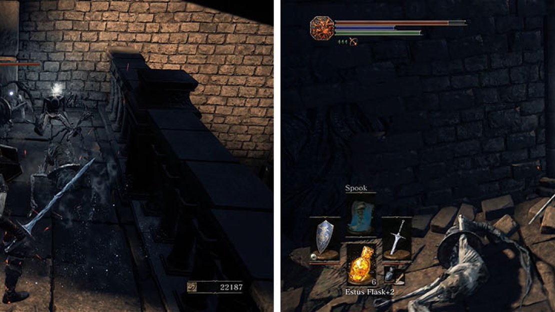 Watch out for the ambush by Hollow Slaves that drop from the rooftops.