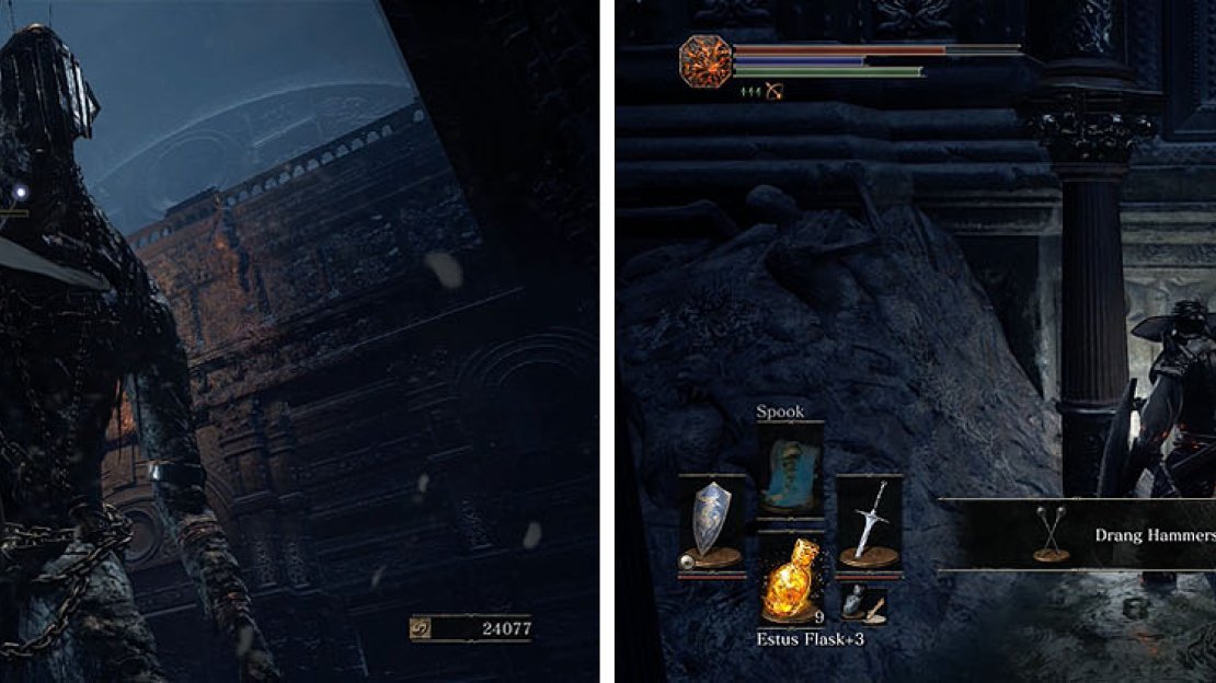 Defeat the Giant Slave and collect all the Drang equipment in the thick water.