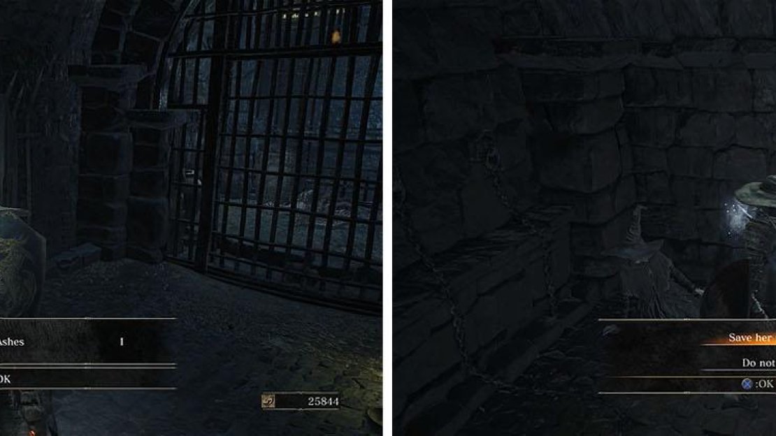 Use the Jailer’s Key Ring to collect the previously inaccessible items (left) and release Karla from her cell (right).