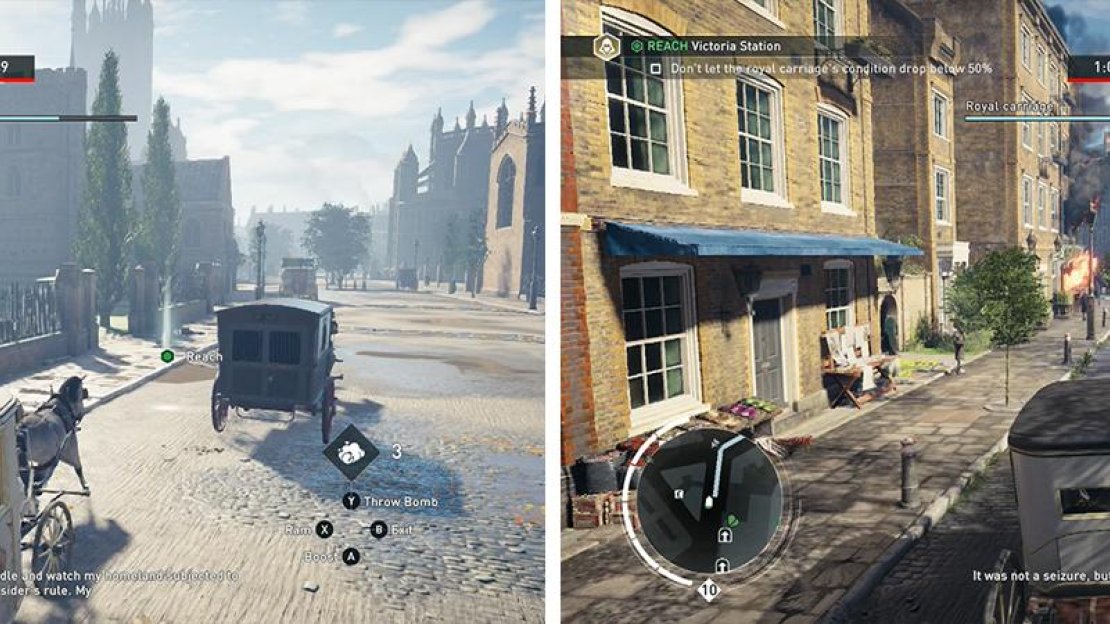 Drive your passengers to the locations specified using the GPS line (left). Watch out for obstacles such as the fire (right) as you go.