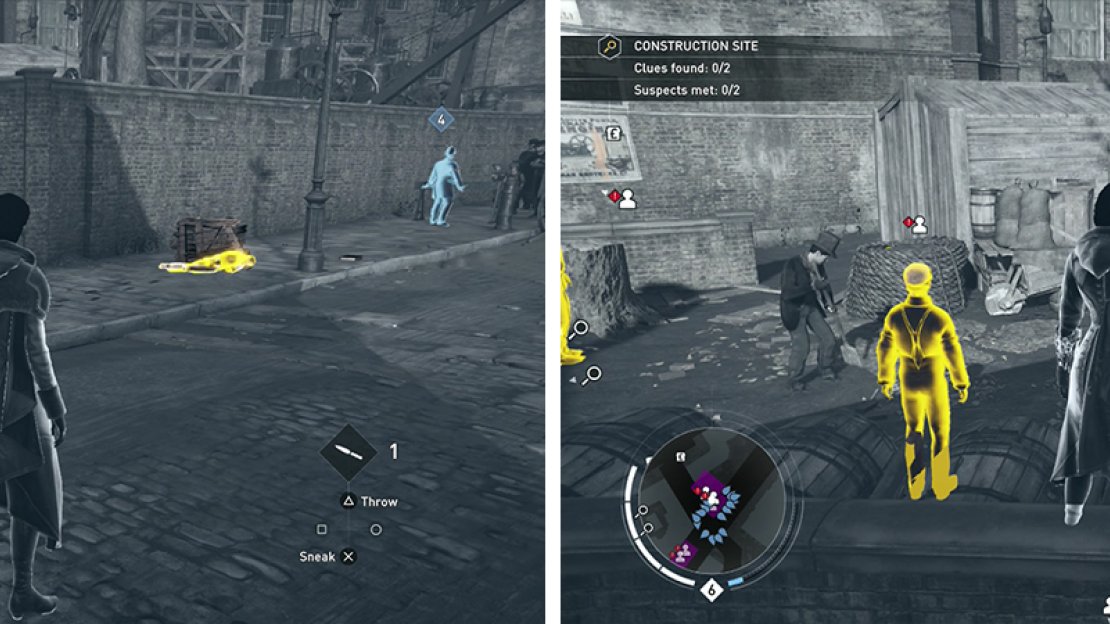 Inspect the body (left) and then the Construction Site (right).