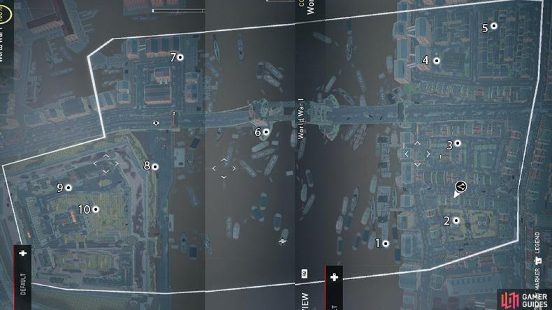 A map showing the locations of all 10 Letters from the Front items.