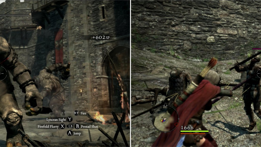 When you enter Greatwall you’ll immediately be thrown into a great melee (left). Undead Warrior pollute the cemetery, guarding gravestones which yield loot (right).
