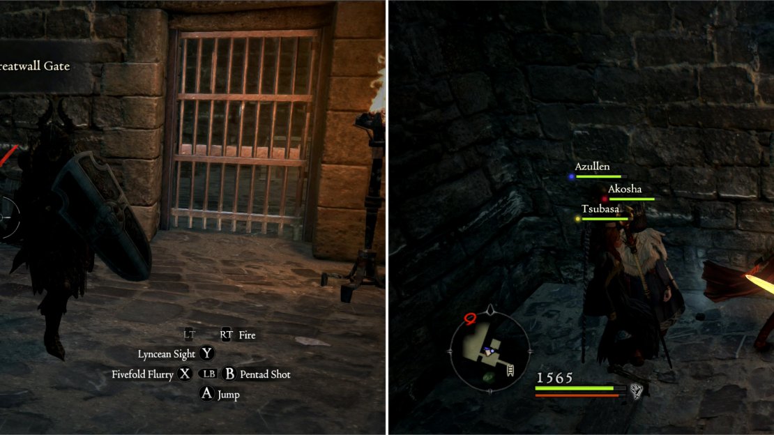 Defeat the Skeleton Lord (left) and the nearby soldier will open a door for you (right).