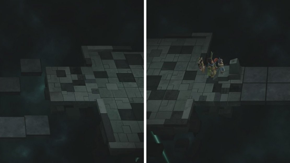 The switches inside the ruins will create bridges for you to cross.