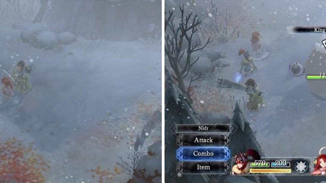 The secret path in Dazzshire is by the locked chest (left). Be careful of the King Empy on the other side (right).