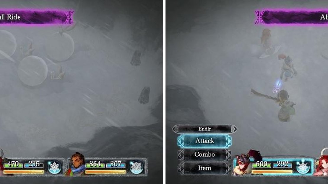 The Roly-Poly species will have increased/guaranteed evasion when on their snowball (left), so wait until they use Alight to attack (right).