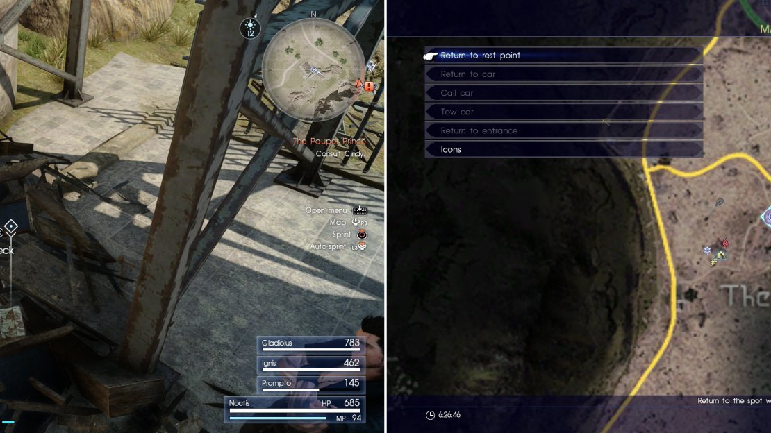 Search for the Mystery Map V (left) at the marked location (right).