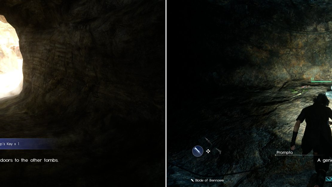 Cor will party company with you when you enter the mine, but he’ll give you the Tombkeeper Key to help your tomb plundering endeavors (left). Turning on a generator in the mine will provide illumination (right).