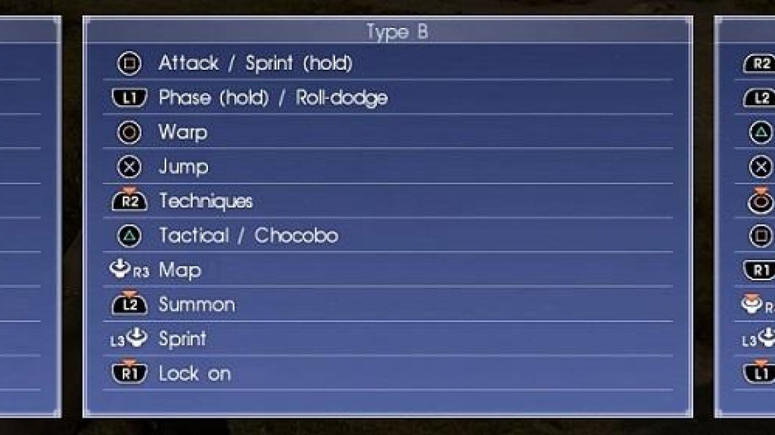 The different control types you can use in the game.