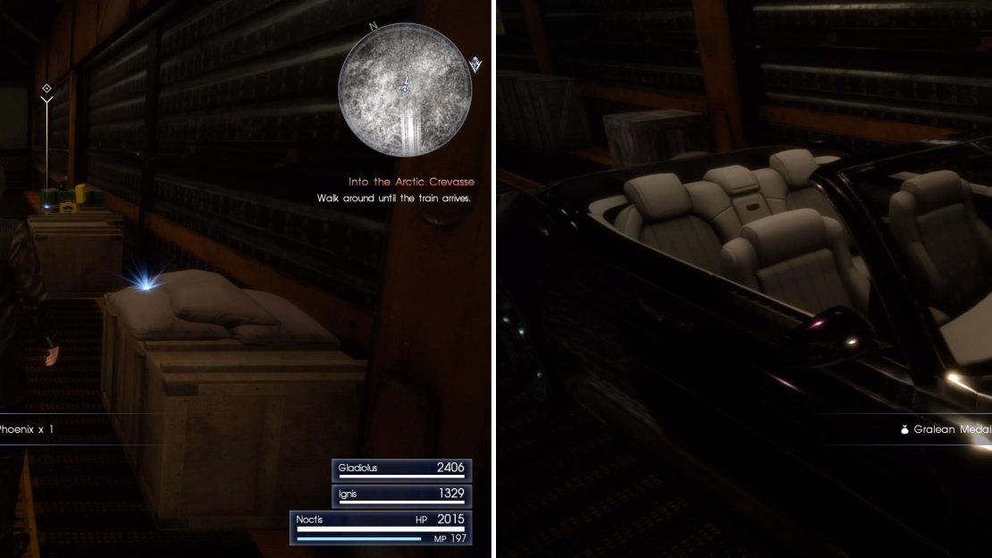 Search the train for items while you wait for it to arrive.