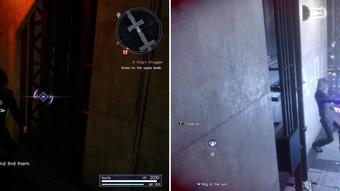 Look for hiding spots (left) if you don’t wish to fight the Axemen though Holy (right) is very effective.