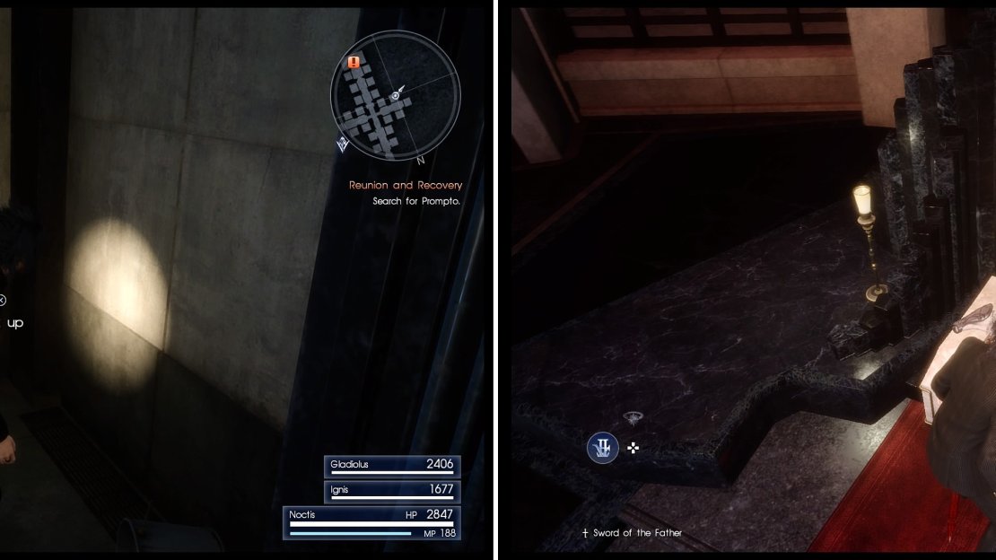 Check the jail for items (left) and don’t forget to look behind the throne for another (right).