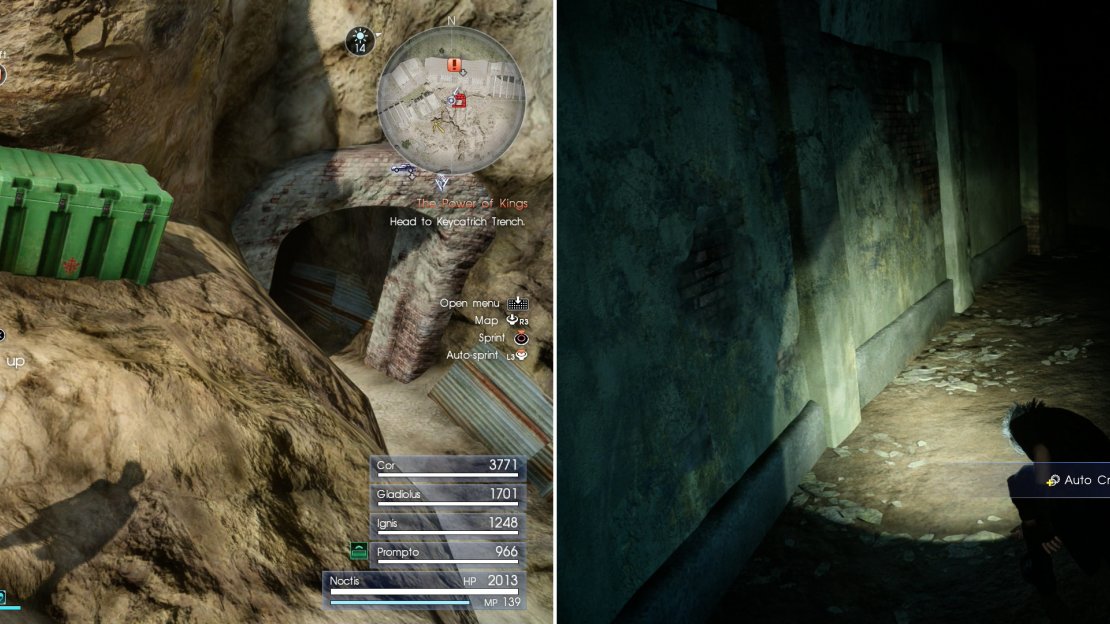 Grab the Bioblaster from outside the Keycatrich Trench dungeon (left). Inside the same dungeon you’ll find the Auto Crossbow (right).