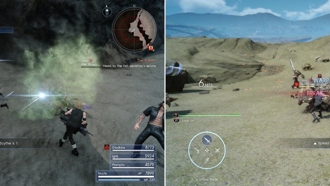 Eradicated Killer Wasps to obtain Barbed Scythes (left). You can break off a Skarnbulette’s Spiked Armor (right) for another upgrade component.