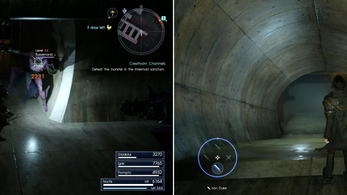 Bussemands are one of the most common enemies plaguing Crestholm Channels - be wary, as they can steal items from you (left). Going down is easy, in Crestholm. Getting back up can prove more difficulty (right).