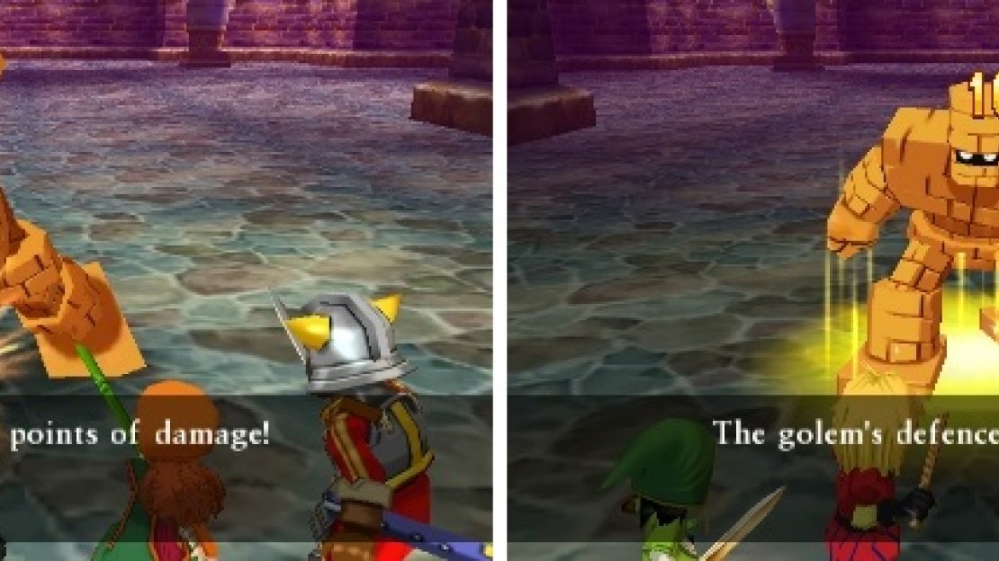 The Golem only has a physical attack (left). Hanlon’s Sap will reduce the defense of enemies (right).