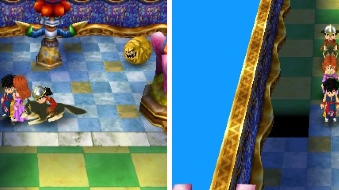 Stand at the spot before the left conveyor (left) and you won’t fall down the holes in the floor at the end of it (right).