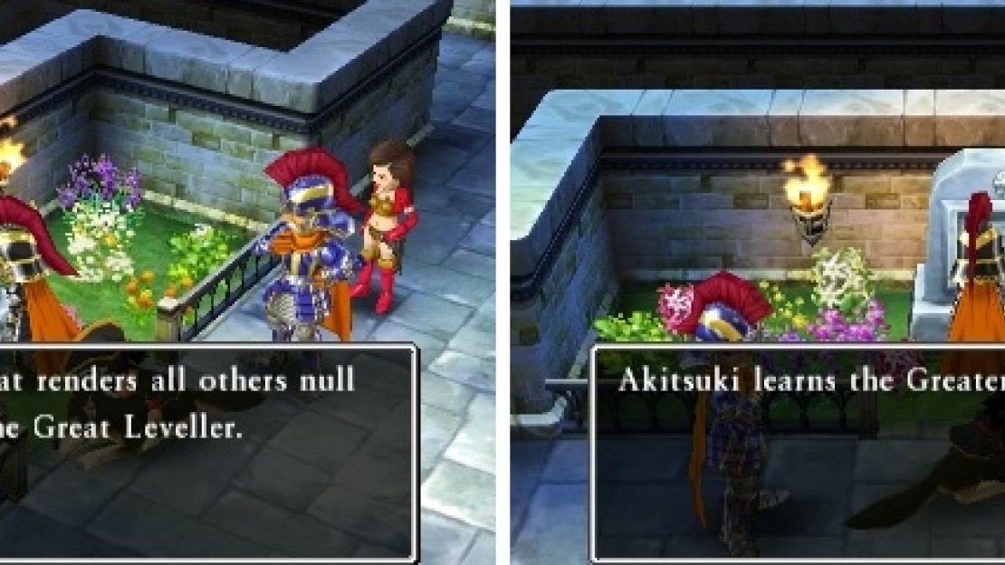 With Aishe in your party, you can grab two new spells for the Hero, the Great Leveller (left) and the Greater Leveller (right).