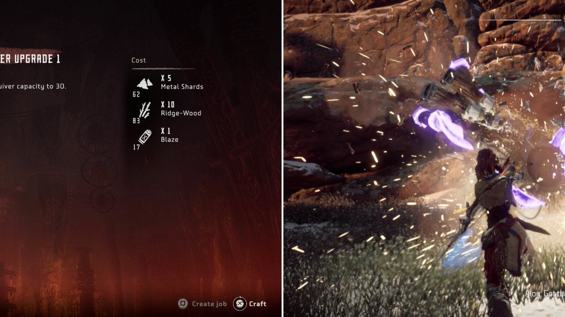 Be sure to upgrade various containers before you move on with the story (left). In Mother’s Cradle you’ll find more Training Dummeis to vanquish (right).