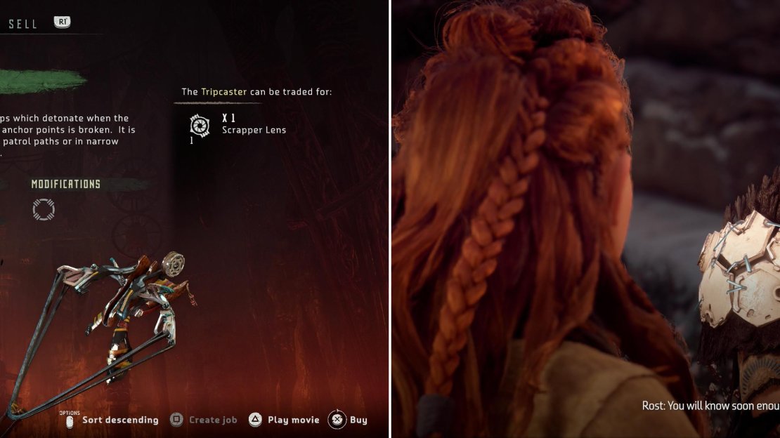 Make sure to pick up the Tripcaster from Karst (left), and when you’re ready to move on, go find Rost (right).