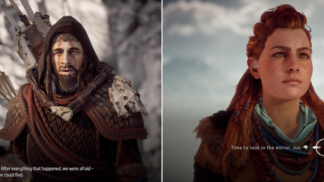 Aloy and the leader of the outcasts will come to terms without trouble (left) after which you’ll get a chance to make a trialogue response to a vitriolic Jun (right).
