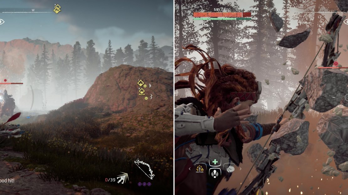 The Force Loaders on either side of the Behemoth’s face make excellent targets that deal respectible damage (left), but be wary, as the Behemoth is capable of responding with ranged attacks of its own (right).