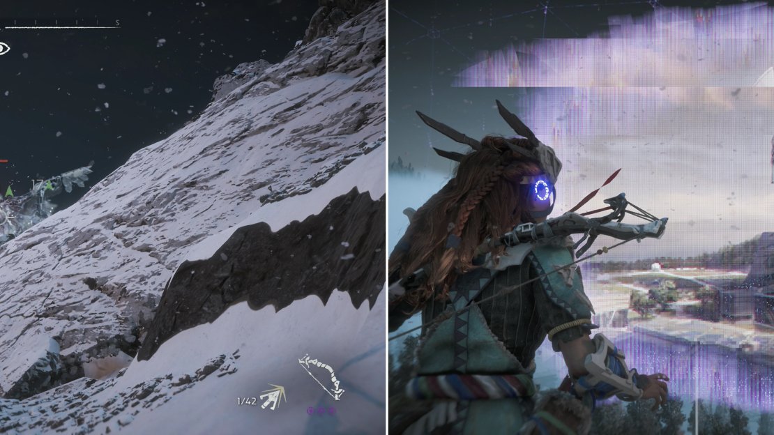 Dispose of the Glinthawks (left) then climb a pillar to scan the Vantage - Faro Automated Solutions (right).
