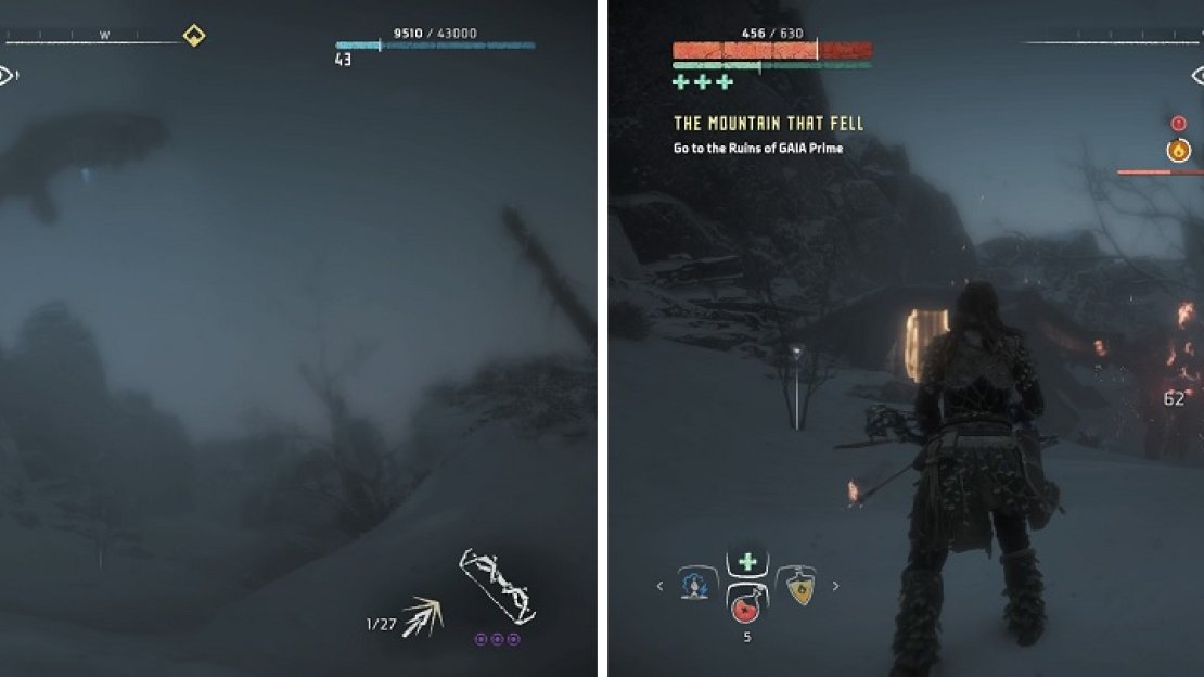 The Stormbird is the last defense before GAIA Prime (left). If all else fails, you could always set it on fire (right).