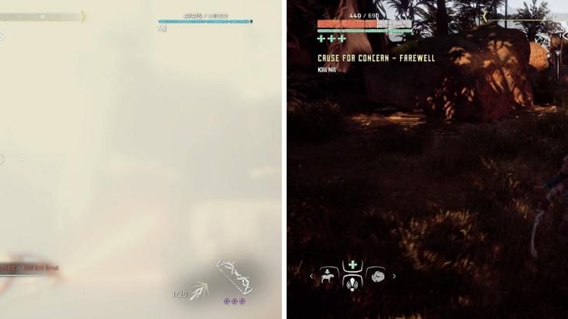 If fighting him, Nil will almost always start by attempting to blind you (left), then follow up with melee attacks (right).