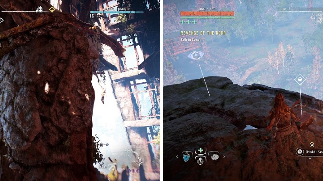 All Vantage Points will have you climbing to reach them (left), plus there will always be a supply crate right next to them (right).