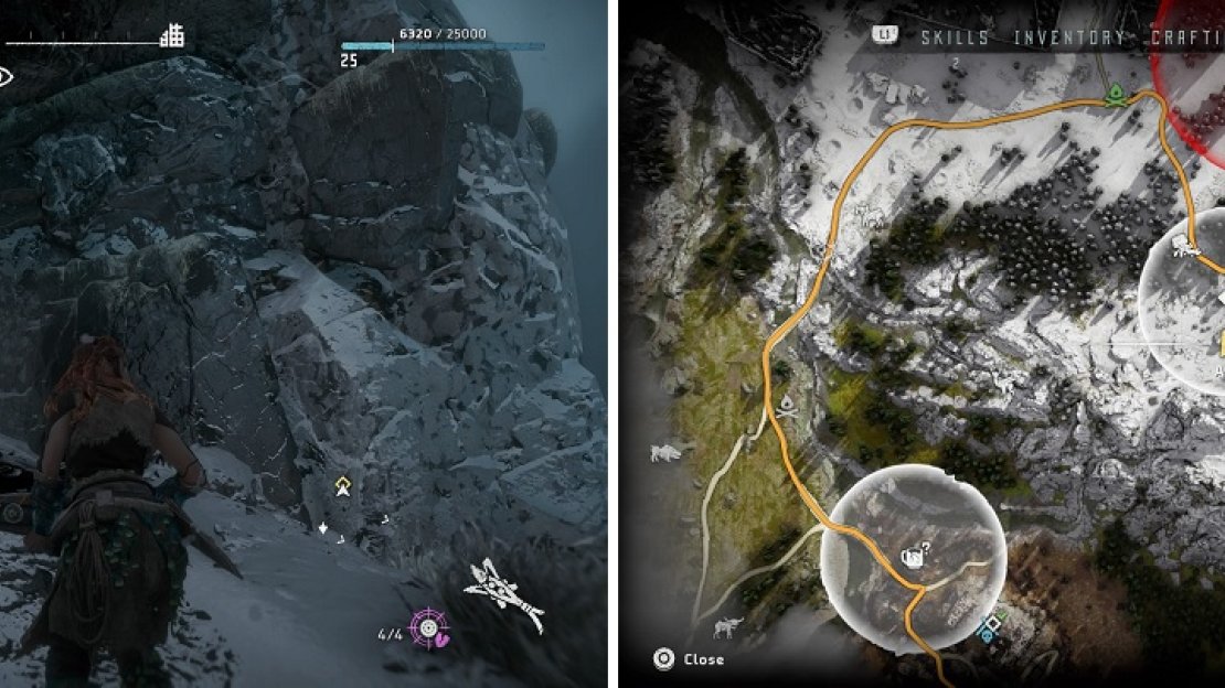 The location of the footholds (left) for the Faros Automated Solutions vantage point, as well as its location on your map (right).