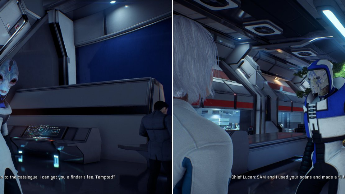 Professsor Herik will ask you to scan wildlife (left) while Chief Lucan will ask you to scan minerals (right).