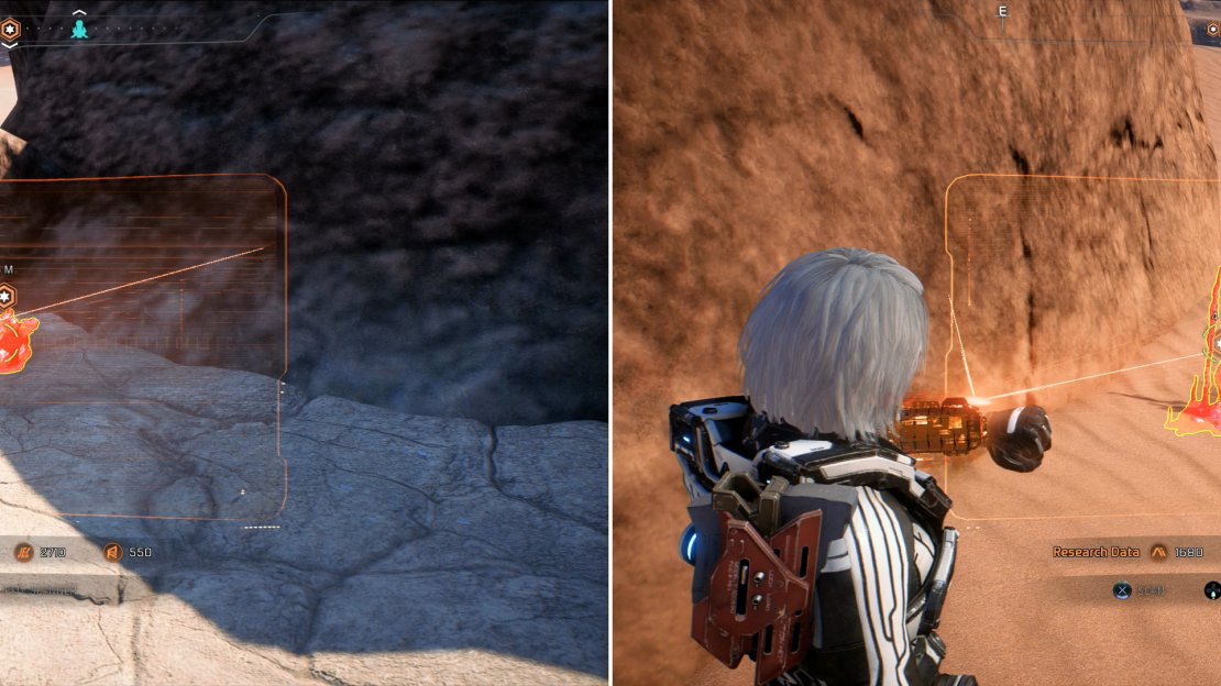 An Element Zero Sample can be found near the Sawtooth Plateau Forward Station (left), while a Vanadium Sample can be found in the Presson Dunes (right).