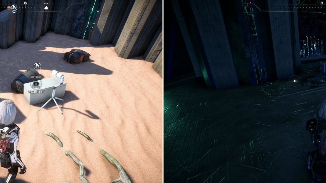 Find Datapads scattered about random Remnant ruins (left) to find out where Ana Carrell went, then read some more Datapads (right) to learn her fate.
