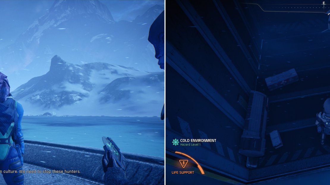 Talk to some Angarans near the Techiix Station to hear them complain about the over-hunting of Voeld wildlife (left) then search the camps of the poachers (right).