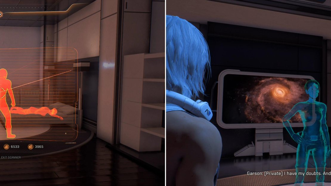 Scan the room Jien Garson’s body was found in (left) then listen to her secret message on the Garson VI in the Cultural Center (right).