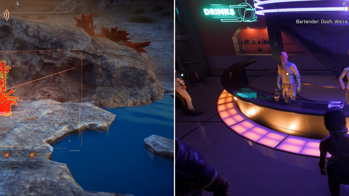 Scan some alien hops (left) then take them to the Vortex (right).