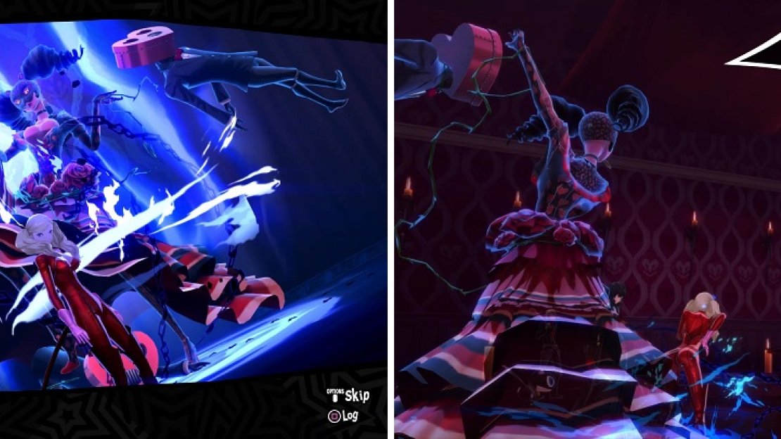 Ann awakes to her Persona, Carmen (left). Her access to Agi will help in defeating the Guard Captain (right).