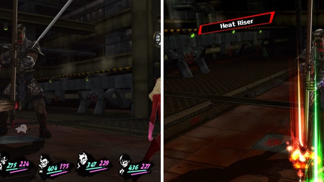 The Cleaner can instantly kill a character with Mudoon (left). Make sure you debuff him if he happens to use Heat Riser (right).