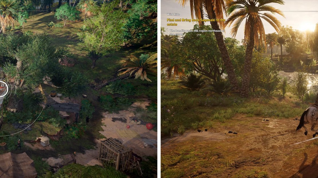 Stealth is difficult as your comrades like to just wade into the fray. Once you’ve rescued Saganaki, ride the horse (right) on the long journey back.